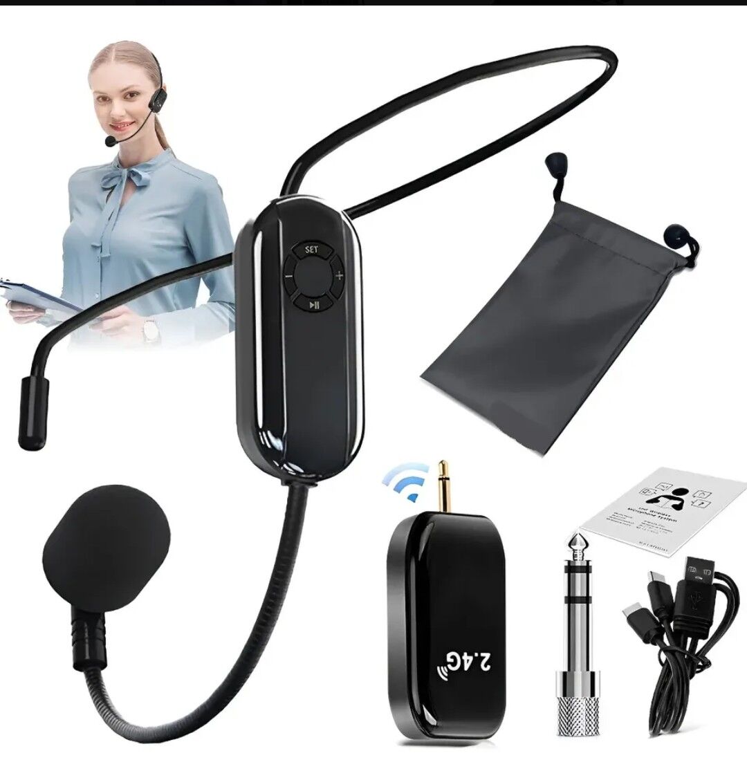 Auricular Inalámbrico Micrófono De Diadema Mini Amplificador