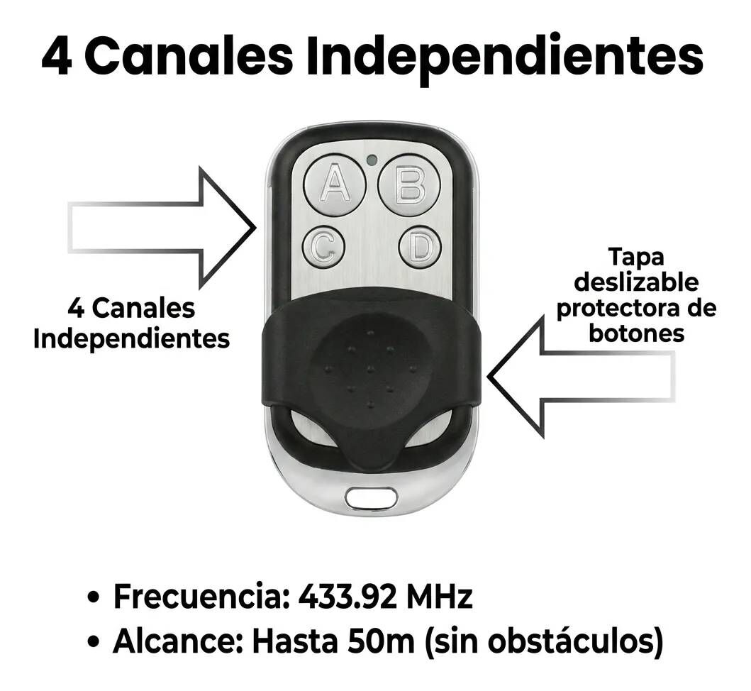 Control Rf 433 Mhz Frecuencia Fija 4 Canales Metálico - Image 3