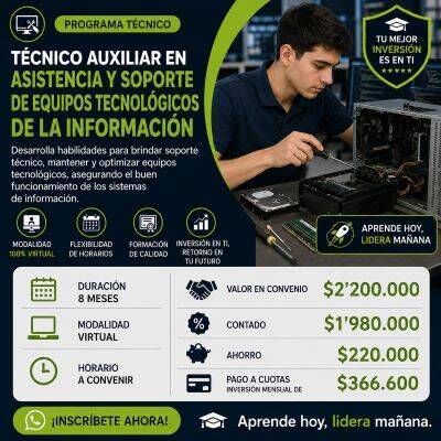 Técnico Auxiliar en Asistencia y Soporte de Equipos Tecnológicos de la Información